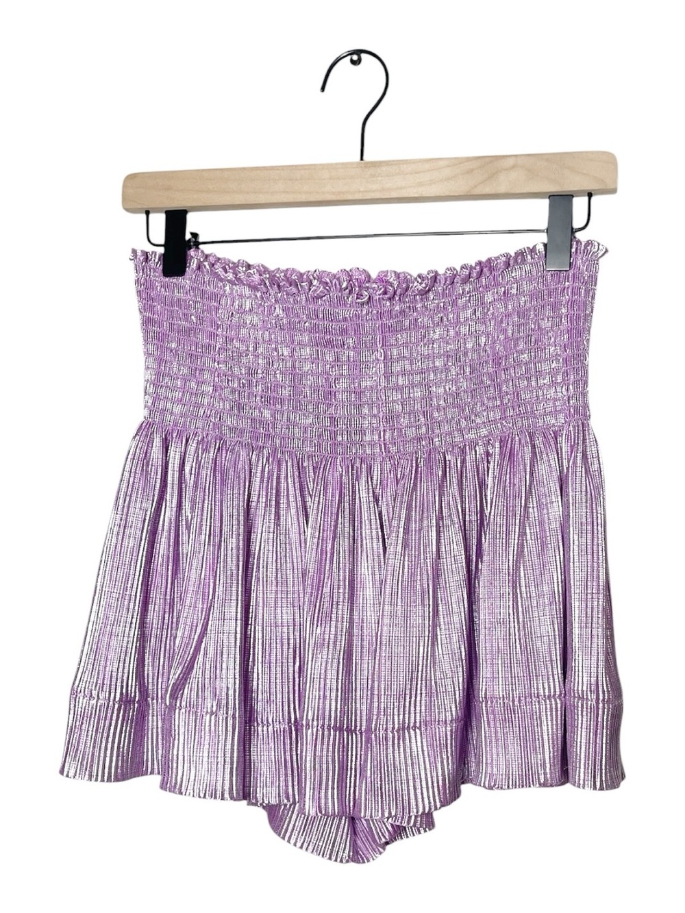Queen Of Sparkles Metallic Lavender Smocked Swing Shorts Gameday Size S - Picture 3 of 4